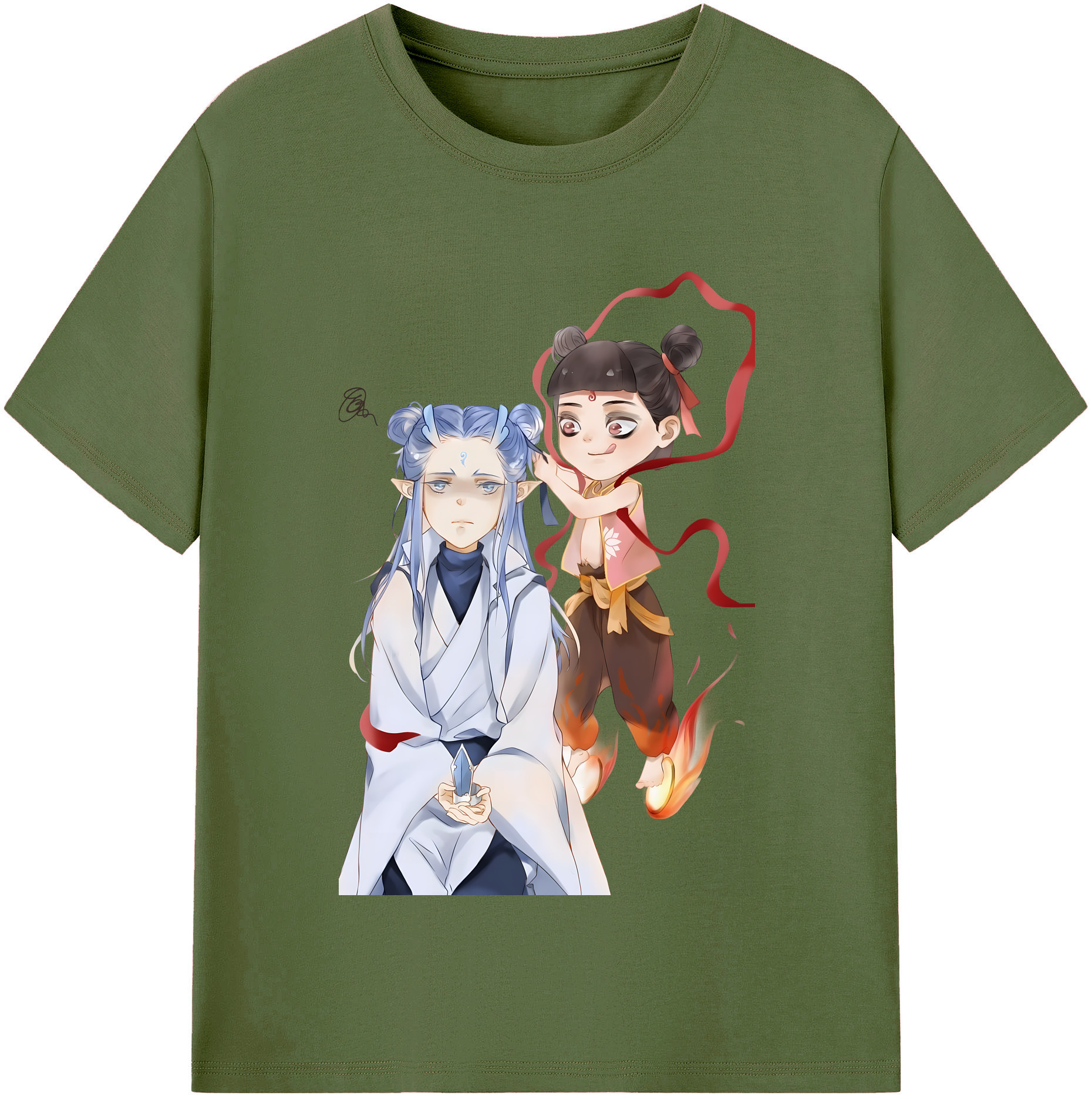 （画像用） Ne Zha 2 ナタ 魔童の大暴れ 綿100％半袖Tシャツ（フロントプリント）